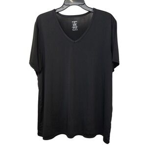 Real Essentials T-Shirt Women 2X Black V-Neck Short Sleeve Activewear